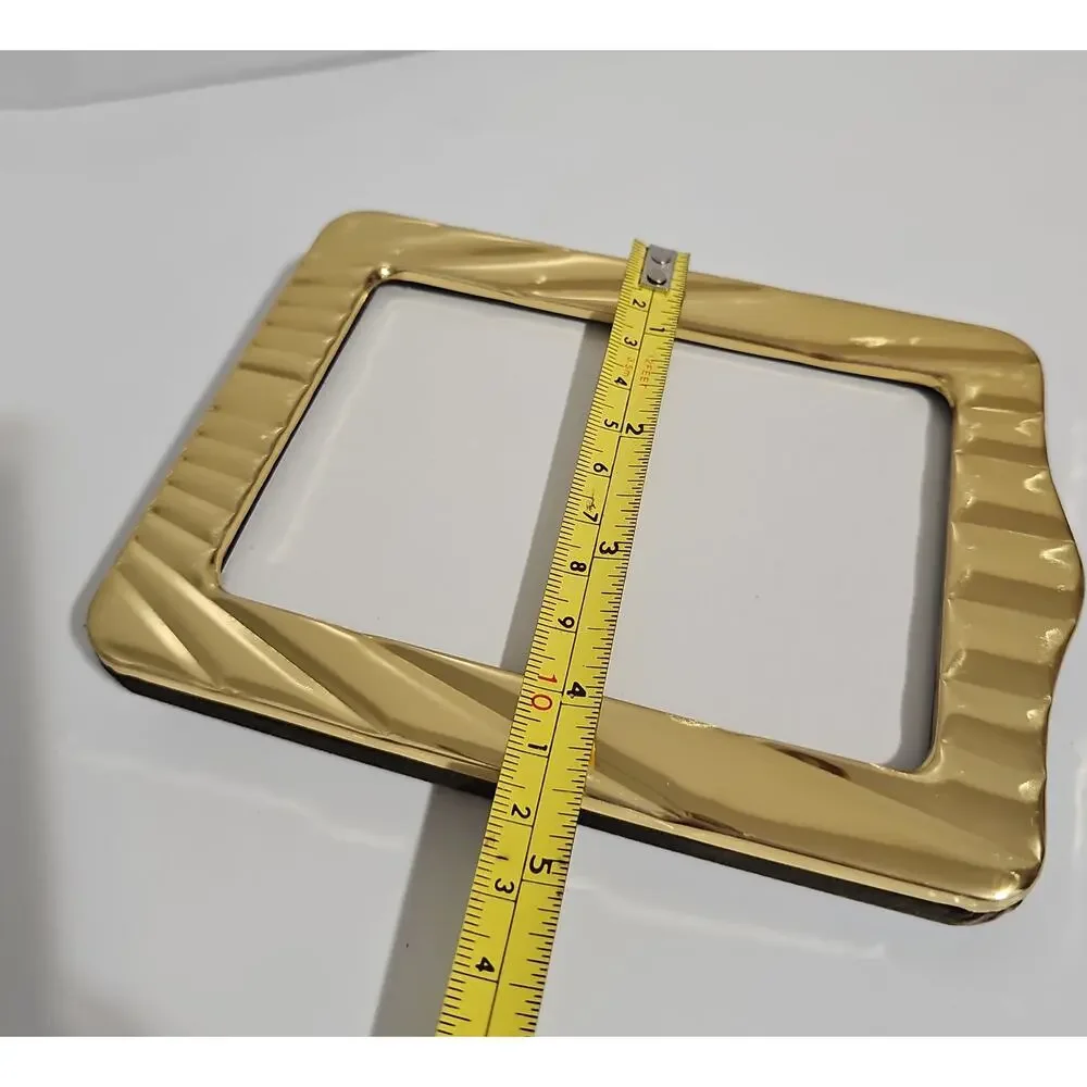 Polished Gold Tone Picture Frame Art Deco Hollywood Regency Fluted Accent